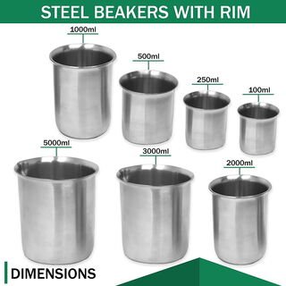 Stainless Steel Lab Beaker with Rim | Low-Form Chemistry Beaker – Scientific Labware