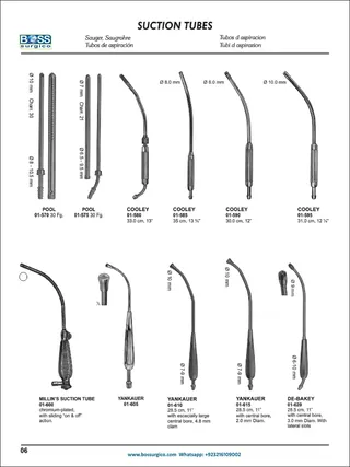 Surgical Suction Tubes & Cannulas Pool, Cooley, Yankauer & DeBakey